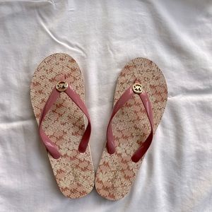 MICHAEL KORS Blush Pink Logo Flip Flop Sandals Size 9